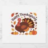 Thanksgiving Turkije – Herfstvakantie Classic Over Sparkling Wijnetiket (Enkel label)
