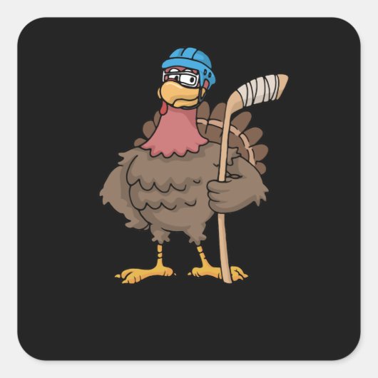 Thanksgiving Turkije Ice Hockey Gift Turkije Vierkante Sticker (Voorkant)