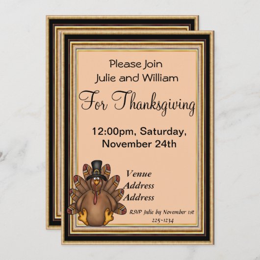 Thanksgiving Turkije Kaart (Voorkant / Achterkant)