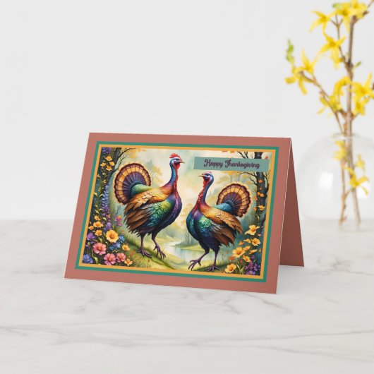 Thanksgiving Turkije-kaart Kaart (Gele Bloem)