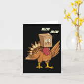 Thanksgiving Turkije Kat Meow Grappige Mannen Vrou Kaart (Gele Bloem)