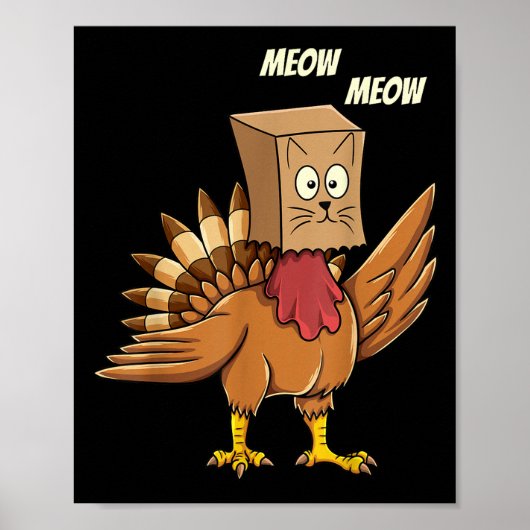 Thanksgiving Turkije Kat Meow Grappige Mannen Vrou Poster (Voorkant)