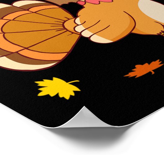 Thanksgiving Turkije Kat Meow Grappige Mannen Vrou Poster (Hoek)