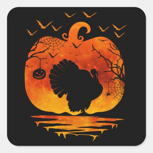 THANKSGIVING TURKIJE KOSTUME PUMPKIN HERFST SEASON VIERKANTE STICKER (Voorkant)