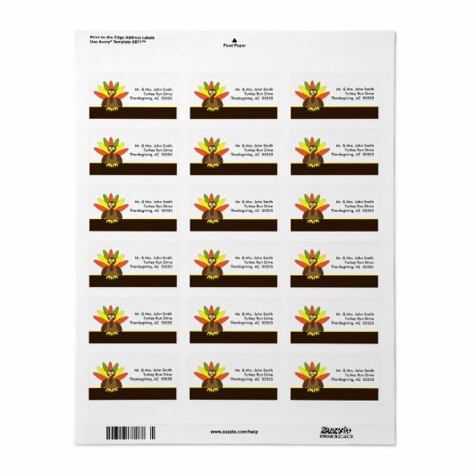 Thanksgiving Turkije Label (Full Sheet)