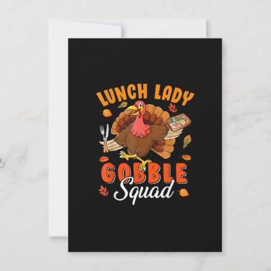 Thanksgiving Turkije Lunch Lady Gobble Squad Kaart (Voorkant)