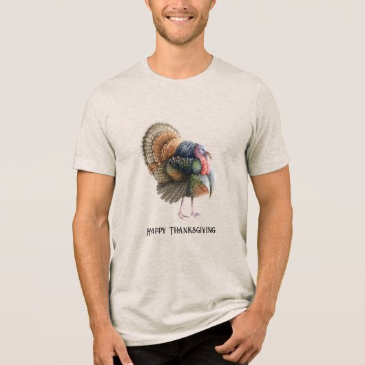 Thanksgiving Turkije Mannen Tri-Blend Shirt (Voorkant)