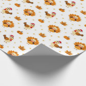 Thanksgiving Turkije Maple Leaves Pattern Cadeaupapier (Hoek)
