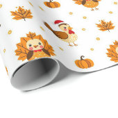 Thanksgiving Turkije Maple Leaves Pattern Cadeaupapier (Rol Hoek)