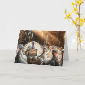 Thanksgiving Turkije met een grappig teken Kaart (Gele Bloem)