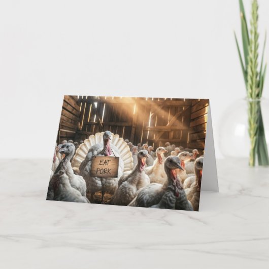 Thanksgiving Turkije met een grappig teken Kaart (Voorkant)