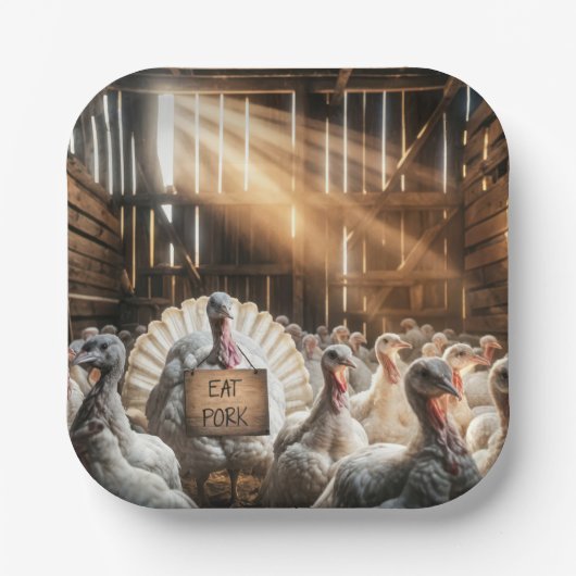 Thanksgiving Turkije met een grappig teken Papieren Bordje (Voorkant)