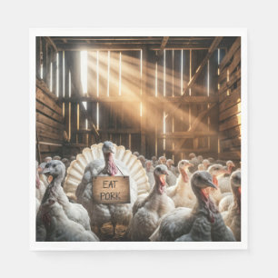 Thanksgiving Turkije met een grappig teken Servet