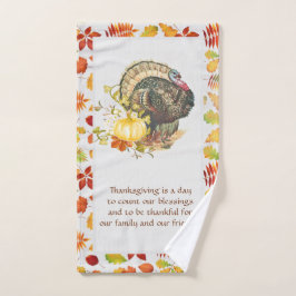 Thanksgiving Turkije met herfstbladeren Handdoek