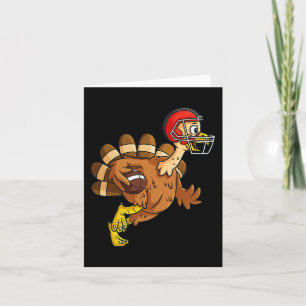 Thanksgiving Turkije met Kind achterkant Football  Kaart