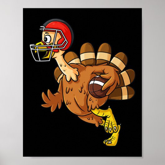 Thanksgiving Turkije met Kind achterkant Football  Poster (Voorkant)