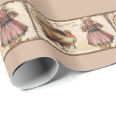  Thanksgiving, Turkije met Pilgrim Girl Cadeaupapier (Rol Hoek)