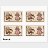  Thanksgiving Turkije met Pilgrim Girl Rechthoekige Sticker (Vel)