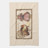  Thanksgiving, Turkije met Pilgrim Girl Theedoek (Verticaal)