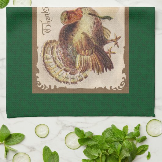  Thanksgiving, Turkije met Pilgrim Girl Theedoek (Gevouwen)