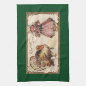  Thanksgiving, Turkije met Pilgrim Girl Theedoek (Verticaal)