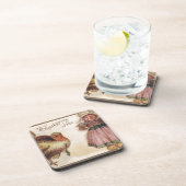  Thanksgiving, Turkije met Pilgrim-meisje Bier Onderzetter (Rechterzijde)