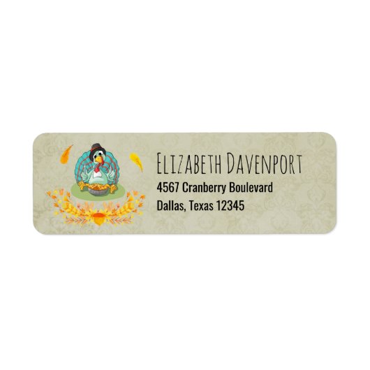 Thanksgiving Turkije met pompoen Etiket (Voorkant)