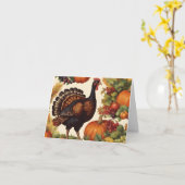  Thanksgiving Turkije met Pompoen Kaart (Gele Bloem)