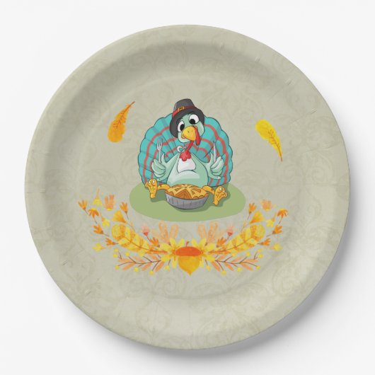 Thanksgiving Turkije met pompoen Papieren Bordje (Voorkant)