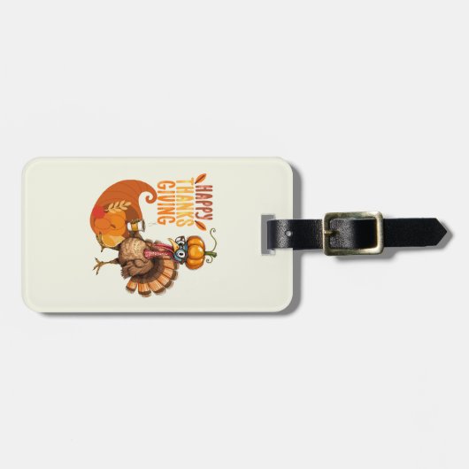 Thanksgiving Turkije met pompoen Pet Bagagelabel (Voorkant horizontaal)