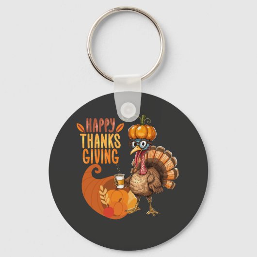 Thanksgiving Turkije met pompoen Pet Sleutelhanger (Voorkant)