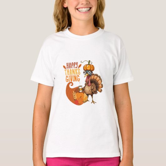 Thanksgiving Turkije met pompoen Pet T-shirt (Voorkant)