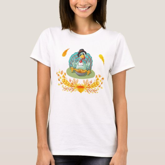 Thanksgiving Turkije met pompoen T-shirt (Voorkant)