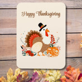 Thanksgiving Turkije met pompoenen en herfstverlof Magneet