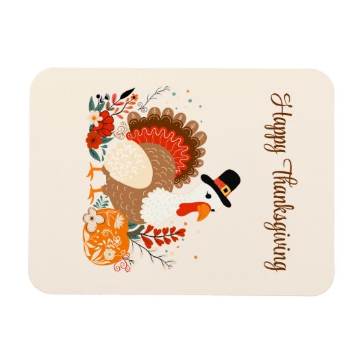 Thanksgiving Turkije met pompoenen en herfstverlof Magneet (Horizontaal)