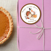 Thanksgiving Turkije met pompoenen en herfstverlof Ronde Sticker