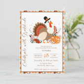 Thanksgiving Turkije met pompoenen, najaar Kaart (Staand voorkant)