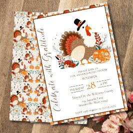 Thanksgiving Turkije met pompoenen, najaar Kaart