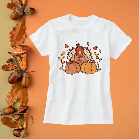 Thanksgiving Turkije met pompoenen T-shirt