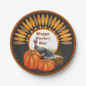 Thanksgiving Turkije met pompoenontwerp Papieren Bordje (Voorkant)