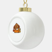 Thanksgiving Turkije met Pumpkin Pie Essential T-S Keramische Bal Ornament (Rechts)