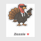Thanksgiving Turkije met Pumpkin Pie Essential T-S Sticker (Vel)