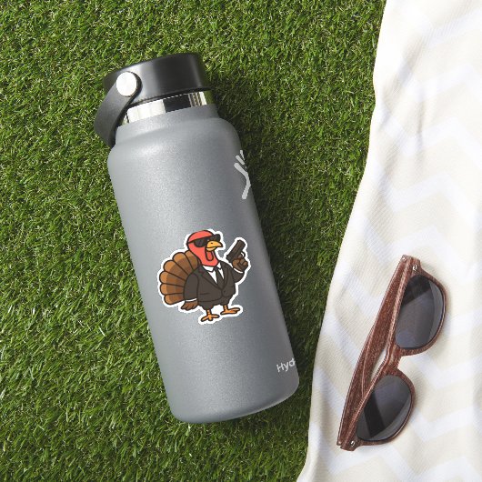 Thanksgiving Turkije met Pumpkin Pie Essential T-S Sticker (HydroFlask Insitu)