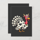 Thanksgiving Turkije Moo Koe Head Funny Herfst Fam Bedankkaart (Voorkant / Achterkant)