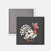 Thanksgiving Turkije Moo Koe Head Funny Herfst Fam Magneet (Voorkant / Achterkant)