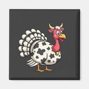 Thanksgiving Turkije Moo Koe Head Funny Herfst Fam Magneet