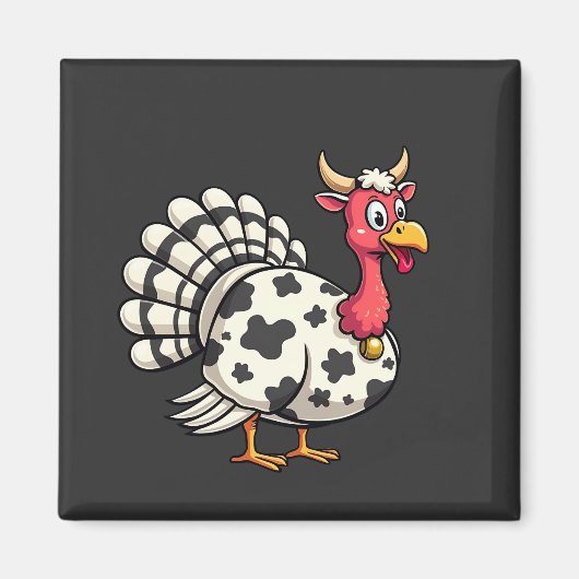 Thanksgiving Turkije Moo Koe Head Funny Herfst Fam Magneet (Voorkant)