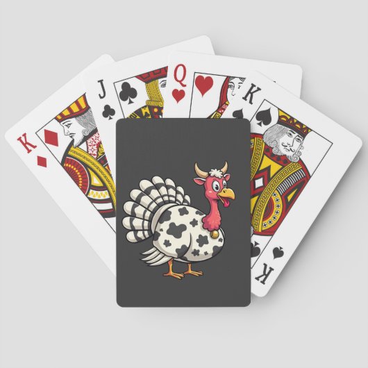 Thanksgiving Turkije Moo Koe Head Funny Herfst Fam Pokerkaarten (Achterkant)