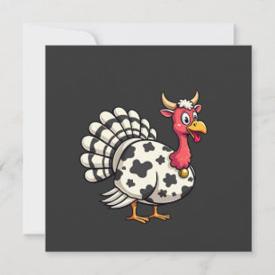 Thanksgiving Turkije Moo Koe Head Funny Herfst Fam Save The Date