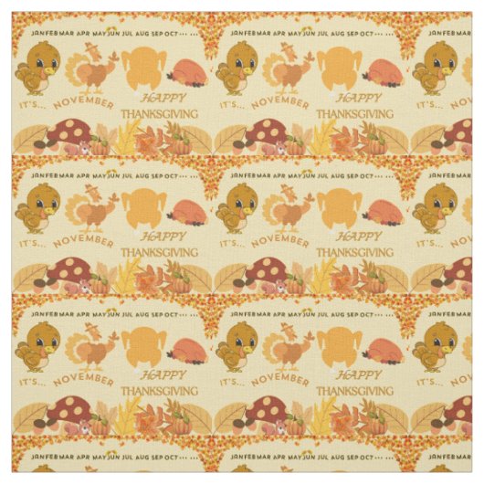 Thanksgiving Turkije naar Dinner Fun ontwerp Stof (Swatch)